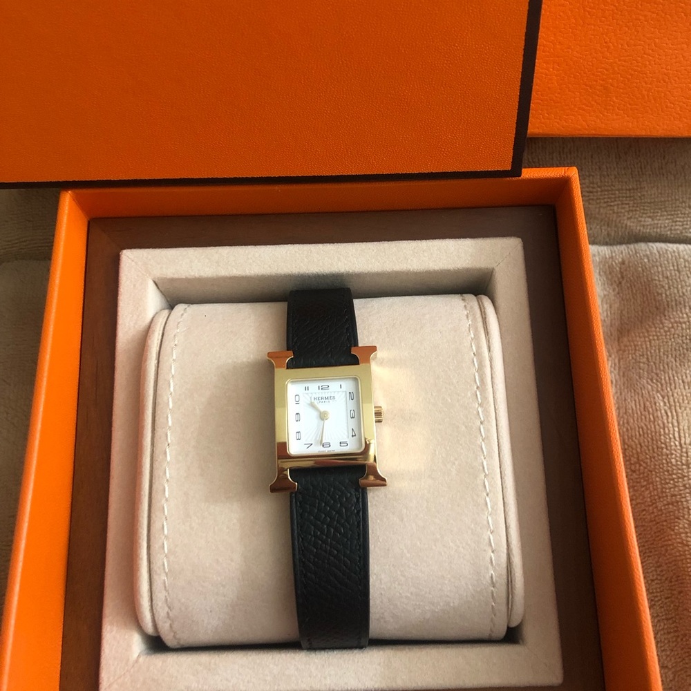 Hermès watches PM size epsom leather
